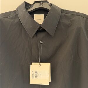 Calvin Klein Black Men's Dress Shirt with Point Collar